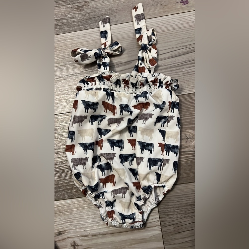 One-Piece Cow Swimsuit - 24M - EUC